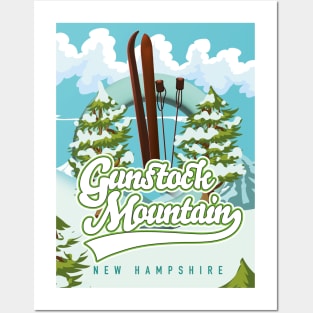 Gunstock Mountain New Hampshire Skiing cartoon Posters and Art